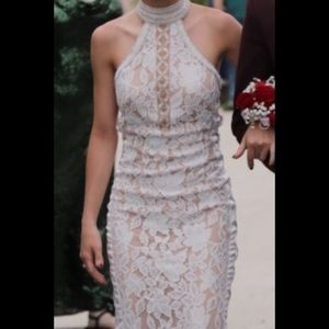 White lace prom dress